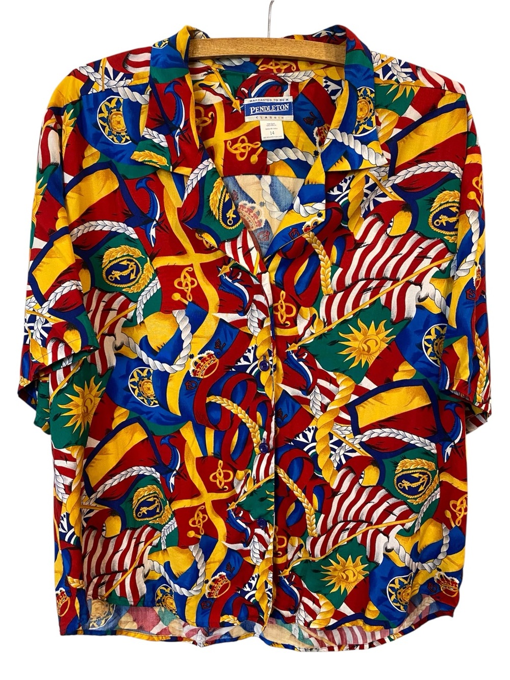 Pendleton Vintage 80s 90s Nautical Print Button Down Shirt Women’s 14